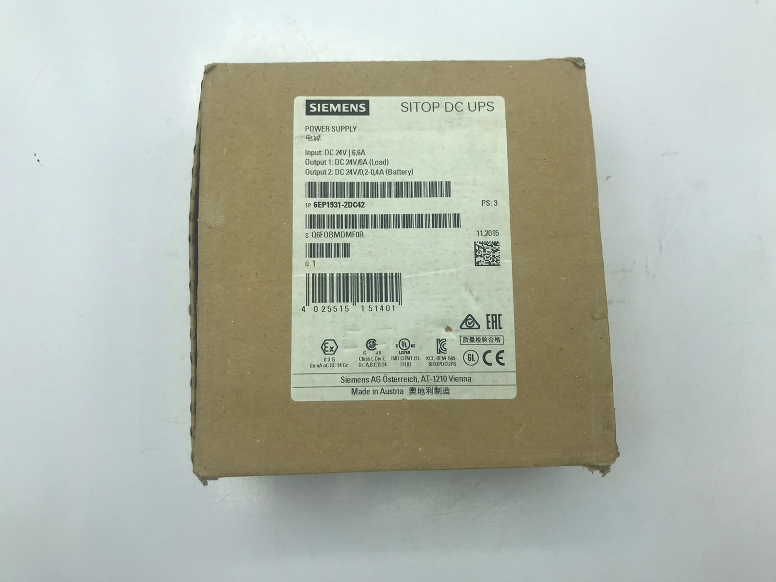 Siemens SITOP DC-USV-Modul 6 6EP1 931-2DC42 24VDC 6A Power Supply