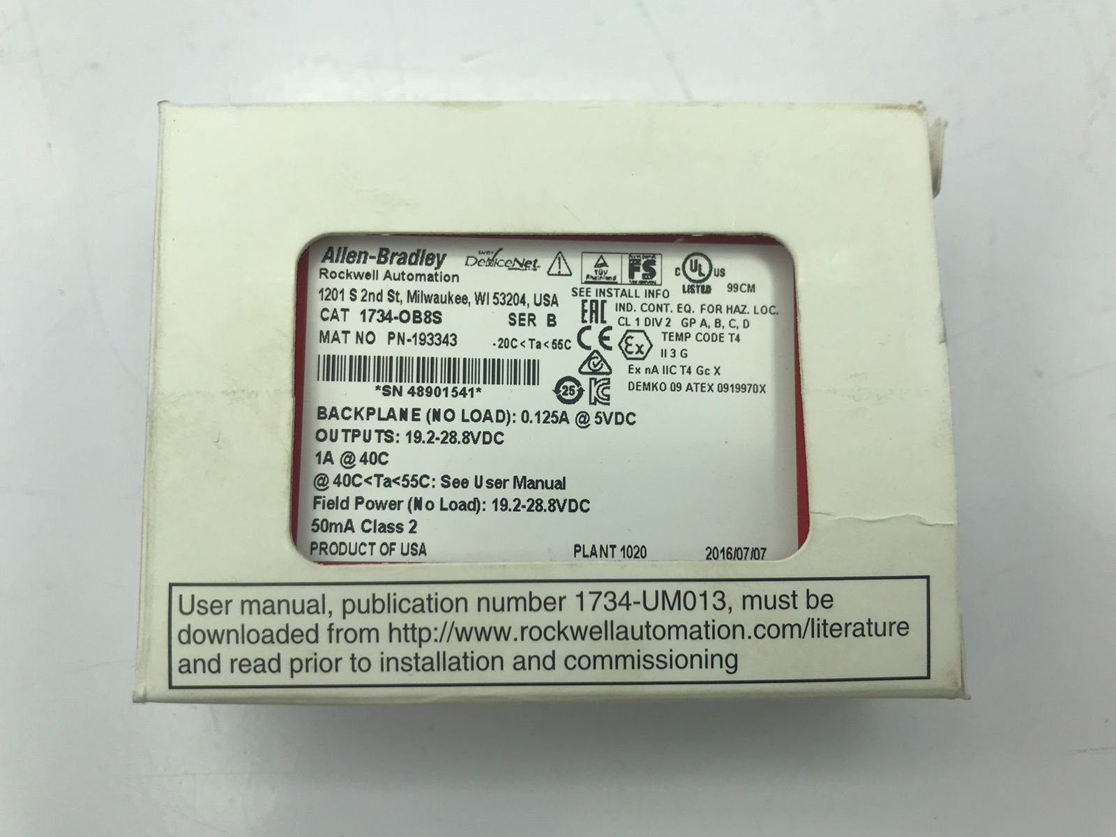 AB 1734-OB8S 1734OB8S Point I/O ser.B / 8 Channel Safety Sourcing Output Module