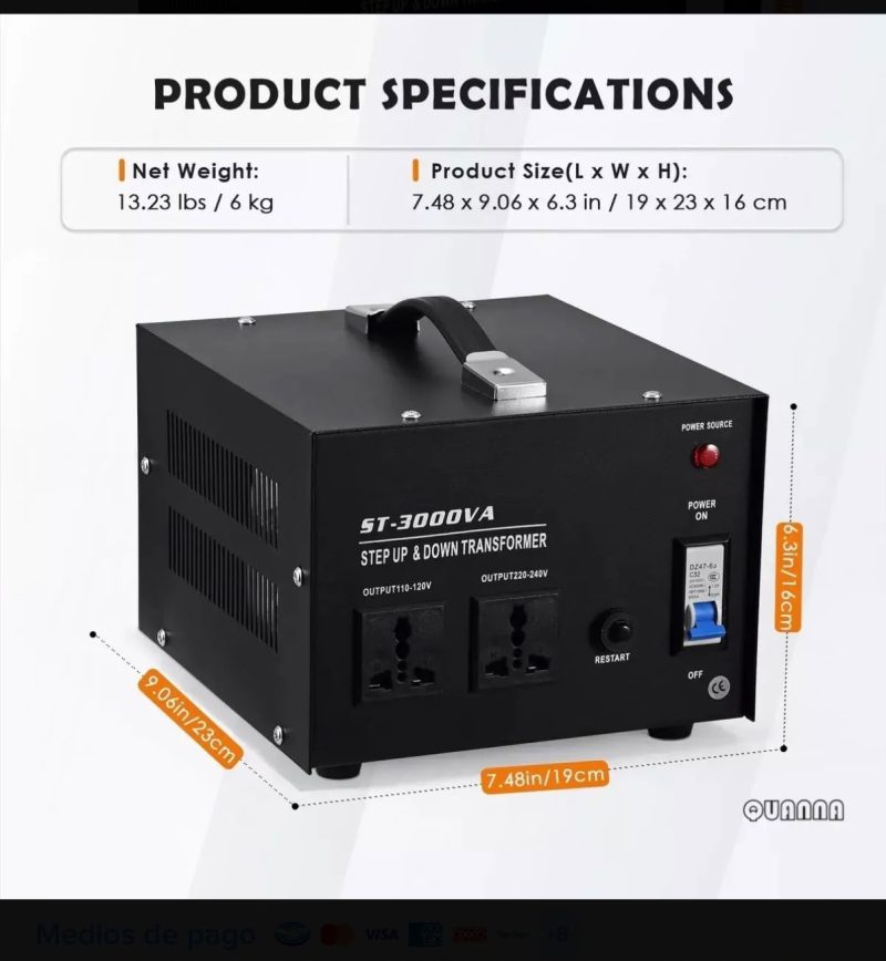 NEW ST-3000VA Step Up/Down Voltage Transformer Converter 3000W 110V 220V