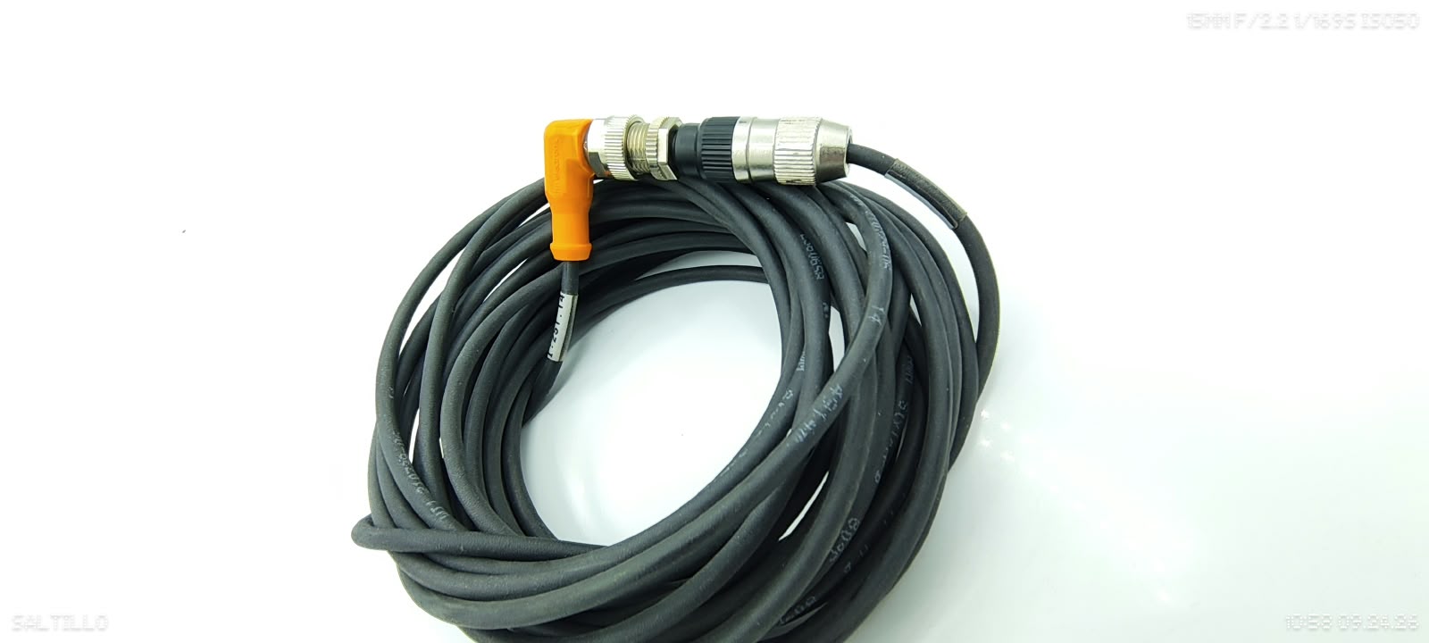 IFM M12 5-Pin Sensor Cable 6m 19.7ft Right Angle Female with Metal Coupler