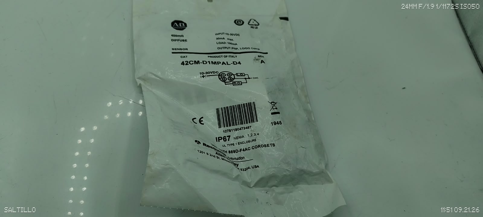 Allen Bradley 42CM-D1MPAL-D4 Series A Photoelectric Sensor PNP 400mm 10-30VDC - Image 2